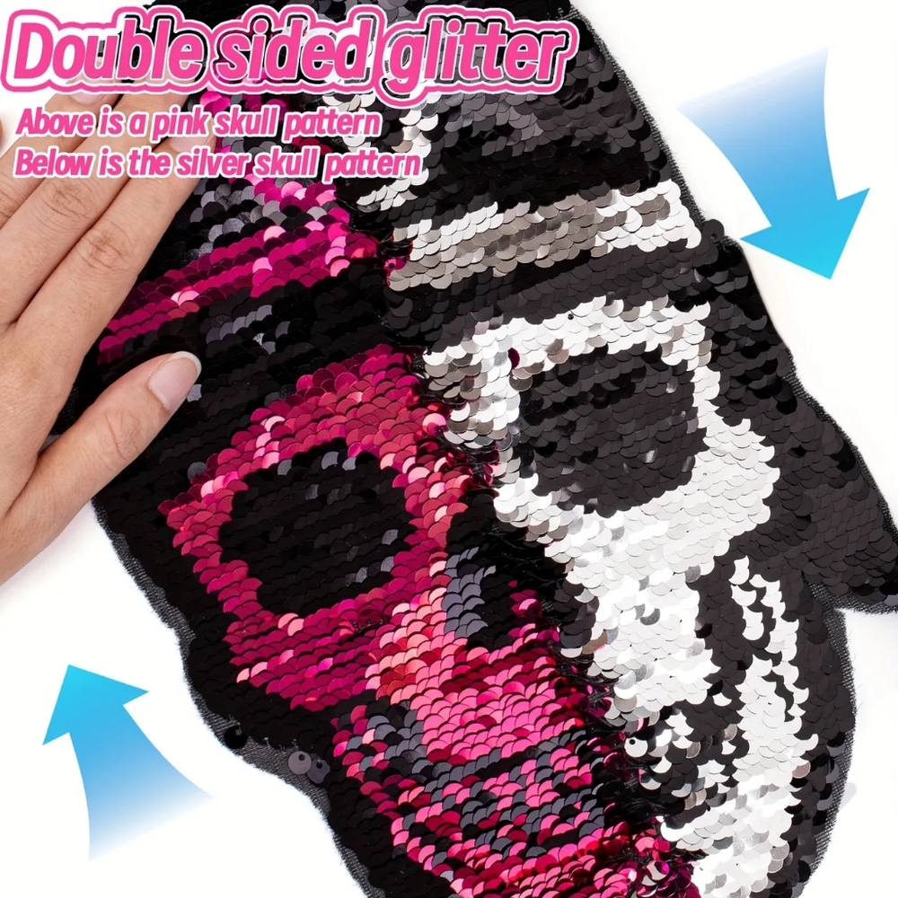 Double Sided Skull Sequin Patch